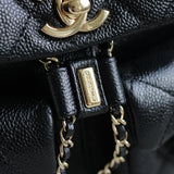 Chanel Black Caviar Mini Duma Backpack with Light Gold Hardware