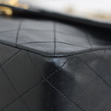 Vintage Chanel Black Lambskin 20cm Square with 24k Gold Hardware