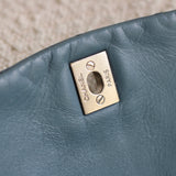 Chanel Blue Lambskin Shoulder Bag with Silver Hardware