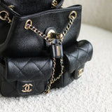 Chanel Black Caviar Mini Duma Backpack with Light Gold Hardware