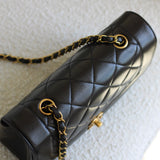 Vintage Chanel Black Lambskin Small Diana with 24k Gold Hardware