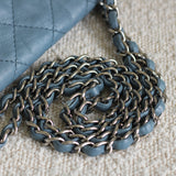 Chanel Blue Lambskin Shoulder Bag with Silver Hardware