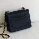 Vintage Chanel Black Satin Mini Square with 24k Gold Hardware