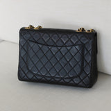 Vintage Black Lambskin Jumbo Single Flap with 24k Gold Hardware