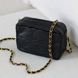 Vintage Chanel Black Caviar Mini Camera Bag with 24k Gold Hardware