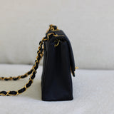 Vintage Chanel Black Satin Mini Square with 24k Gold Hardware