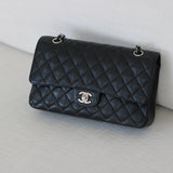 Chanel Black Caviar Medium Classic Flap with Silver Hardware