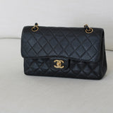 Vintage Chanel Black Caviar Small Classic Flap with 24k Gold Hardware