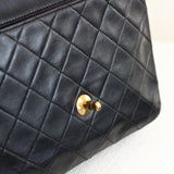 Vintage Chanel Black Lambskin 20cm Square with 24k Gold Hardware