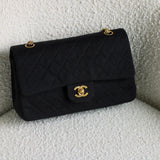 Vintage Chanel Black Jersey Medium Classic Flap with 24k Gold Hardware