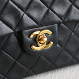 Vintage Chanel Black Lambskin Mini Square with 24k Gold Hardware