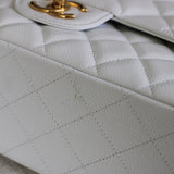 Chanel White Caviar Maxi Classic Flap with Gold Hardware