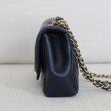 Chanel 16C Navy Lambskin Mademoiselle Chic Flap with Aged Gold Hardware