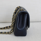 Chanel 16C Navy Lambskin Mademoiselle Chic Flap with Aged Gold Hardware