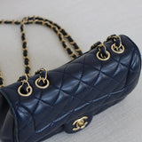 Chanel 16C Navy Lambskin Mademoiselle Chic Flap with Aged Gold Hardware